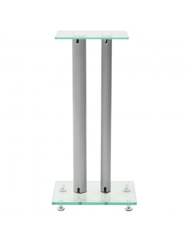 Supporti per Altoparlanti 2pz Vetro Temperato a Colonne Argento
