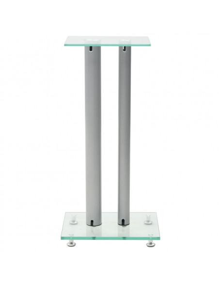 Supporti per Altoparlanti 2pz Vetro Temperato a Colonne Argento