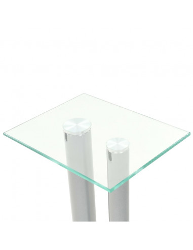 Supporti per Altoparlanti 2pz Vetro Temperato a Colonne Argento