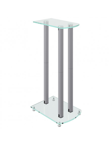 Pedane Casse 2pz Argento Vetro Temperato Design a 3 Pilastri