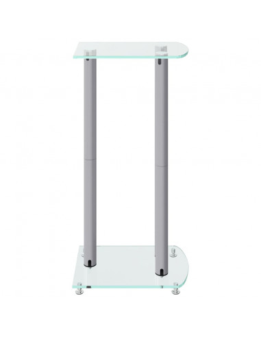 Pedane Casse 2pz Argento Vetro Temperato Design a 3 Pilastri