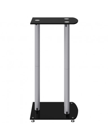 Pedane Casse 2pz Nero Argento Vetro Temperato Design 3 Pilastri