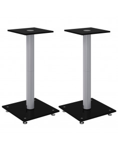 Pedane Casse 2pz Nero Argento Vetro Temperato Design 1 Pilastro 2