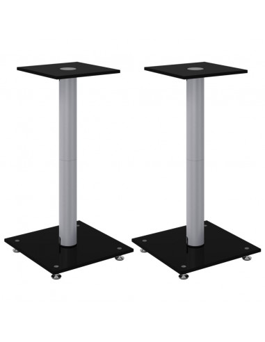 Pedane Casse 2pz Nero Argento Vetro Temperato Design 1 Pilastro