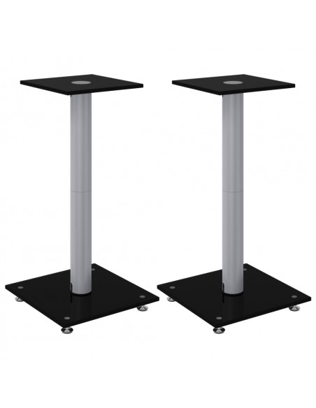 Pedane Casse 2pz Nero Argento Vetro Temperato Design 1 Pilastro