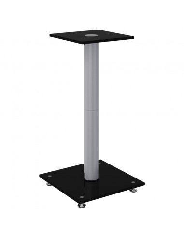 Pedane Casse 2pz Nero Argento Vetro Temperato Design 1 Pilastro