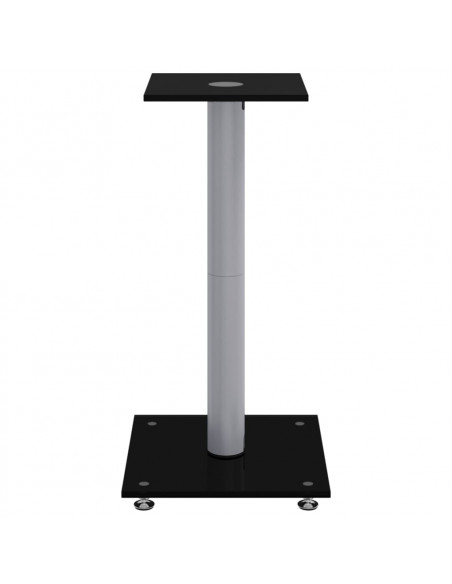 Pedane Casse 2pz Nero Argento Vetro Temperato Design 1 Pilastro