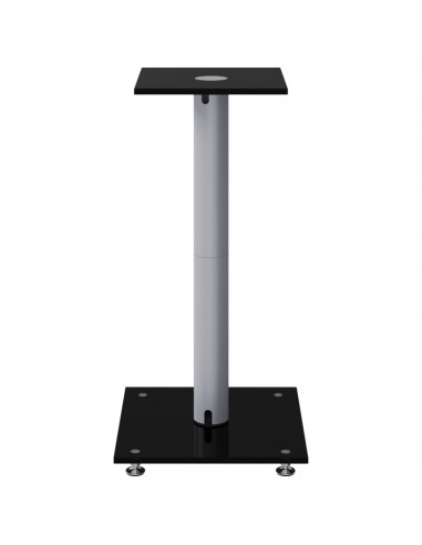 Pedane Casse 2pz Nero Argento Vetro Temperato Design 1 Pilastro