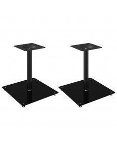 Pedane per Casse 2pz Nero Vetro Temperato Design a 1 Pilastro 2