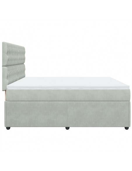 Giroletto a Molle con Materasso Grigio Chiaro 200x200cm Velluto