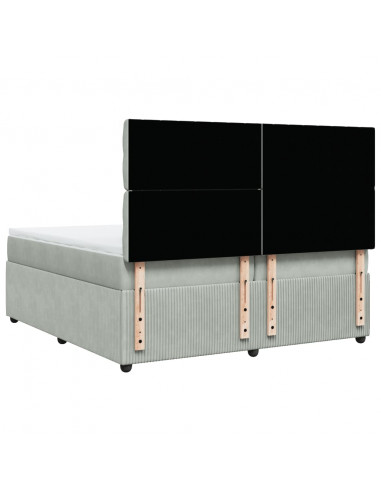 Giroletto a Molle con Materasso Grigio Chiaro 200x200cm Velluto