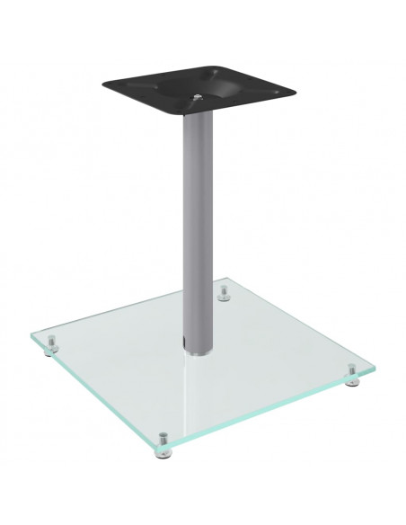 Pedane Casse 2pz Argento Vetro Temperato Design a 1 Pilastro