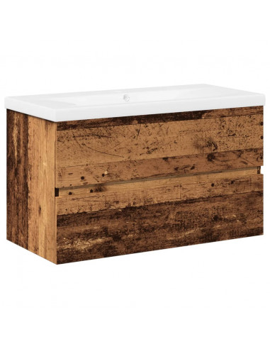 Mobile Bagno con Lavabo Integrato Legno Antico 81x39,5x49 cm
