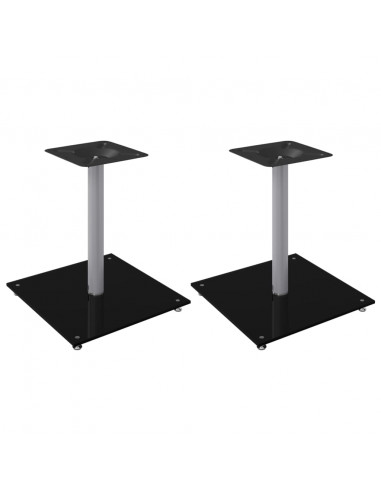 Pedane Casse 2pz Nero Argento Vetro Temperato Design 1 Pilastro