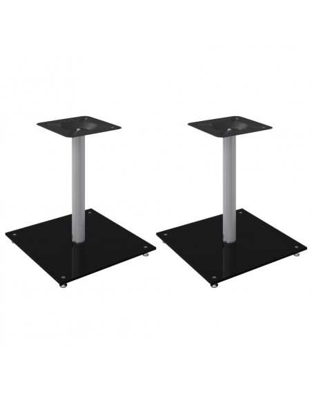Pedane Casse 2pz Nero Argento Vetro Temperato Design 1 Pilastro