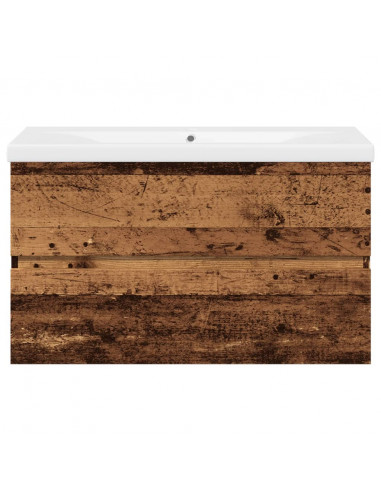 Mobile Bagno con Lavabo Integrato Legno Antico 81x39,5x49 cm