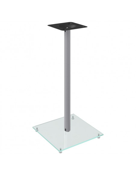 Pedane Casse 2pz Argento Vetro Temperato Design a 1 Pilastro