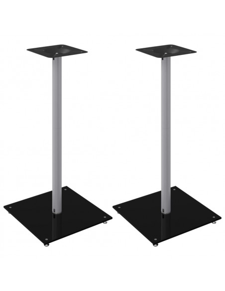 Pedane Casse 2pz Nero Argento Vetro Temperato Design 1 Pilastro