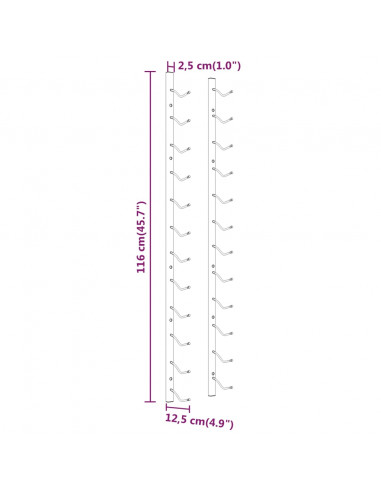 Portavini da Parete per 12 Bottiglie Oro in Ferro