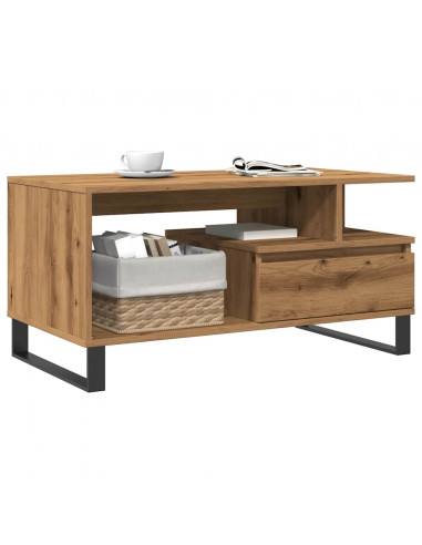 Tavolino Salotto Rovere Artigianale 90x49x45 cm Multistrato