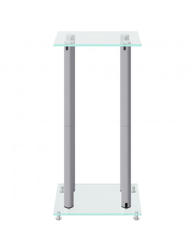 Pedane Casse 2pz Argento Vetro Temperato Design a 4 Pilastri