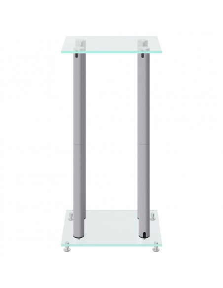 Pedane Casse 2pz Argento Vetro Temperato Design a 4 Pilastri