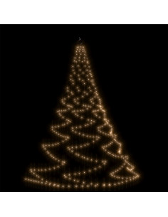 Albero da Parete con Gancio Metallico 260 LED Bianco Caldo 3 m 2