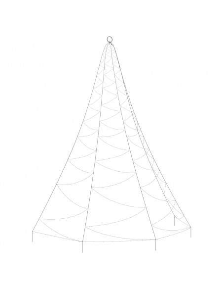 Albero da Parete con Gancio Metallico 260 LED Bianco Caldo 3 m