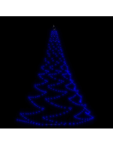 Albero da Parete con Gancio Metallico 260 LED Blu 3 m