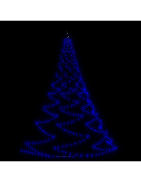 Albero da Parete con Gancio Metallico 260 LED Blu 3 m