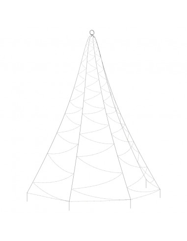 Albero da Parete con Gancio Metallico 720 LED Bianco Caldo 5 m