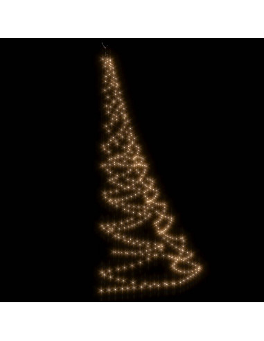 Albero da Parete con Gancio Metallico 720 LED Bianco Caldo 5 m