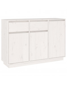 Credenza Bianca 110x34x75 cm in Legno Massello di Pino 2