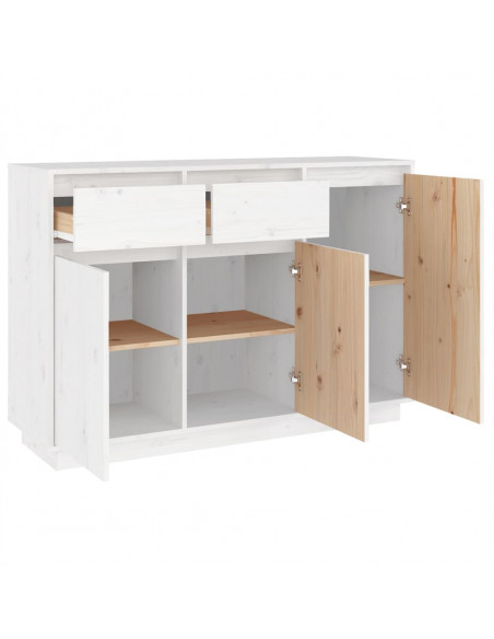 Credenza Bianca 110x34x75 cm in Legno Massello di Pino