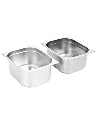 Contenitori Gastronorm 2 pz GN 1/2 150 mm in Acciaio Inox