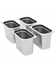 Contenitori Gastronorm 4 pz GN 1/4 200 mm in Acciaio Inox 2