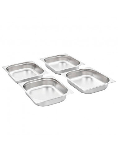 Contenitori Gastronorm 4 pz GN 1/2 65 mm in Acciaio Inox