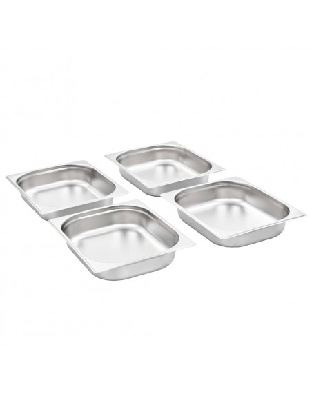 Contenitori Gastronorm 4 pz GN 1/2 65 mm in Acciaio Inox