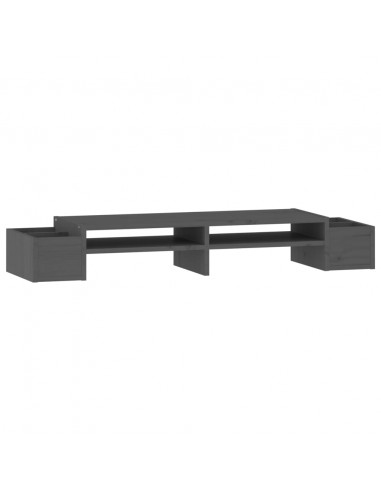 Supporto per Monitor Grigio100x27,5x15cm Legno Massello di Pino