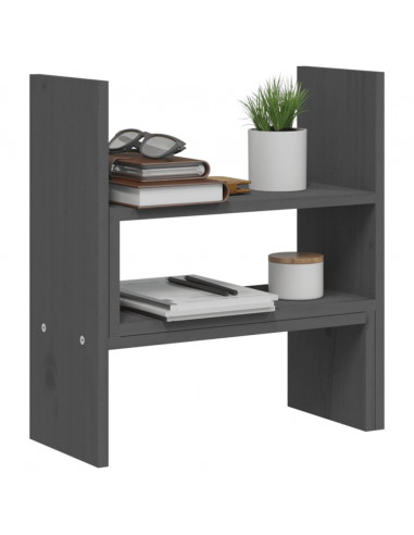 Supporto Monitor Grigio (39-72)x17x43 cm Legno Massello di Pino