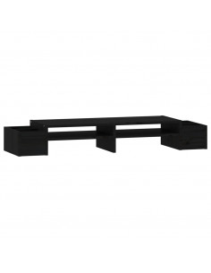 Supporto per Monitor Nero 100x27,5x15cm Legno Massello di Pino 2
