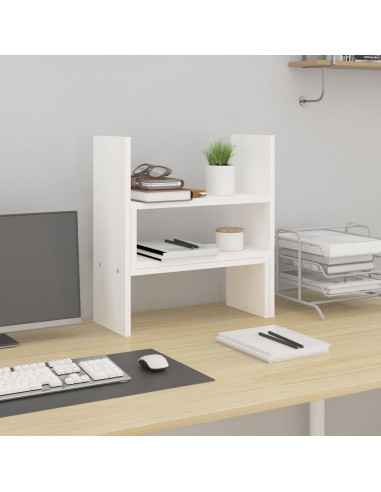 Supporto Monitor Bianco (39-72)x17x43 cm Legno Massello di Pino
