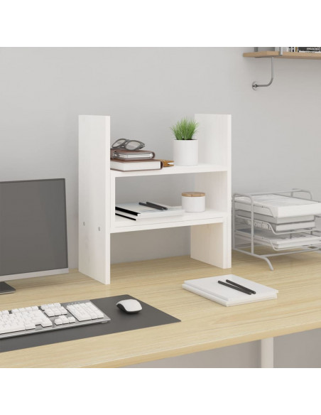 Supporto Monitor Bianco (39-72)x17x43 cm Legno Massello di Pino