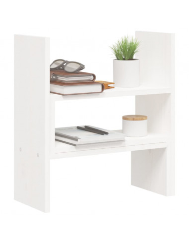 Supporto Monitor Bianco (39-72)x17x43 cm Legno Massello di Pino