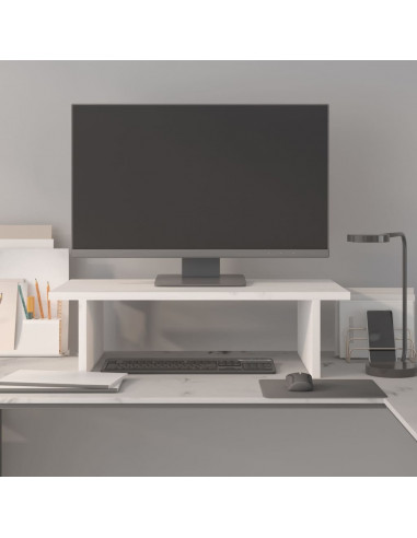 Supporto per Monitor Bianco 50x27x15 cm Legno Massello di Pino