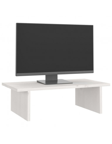 Supporto per Monitor Bianco 50x27x15 cm Legno Massello di Pino