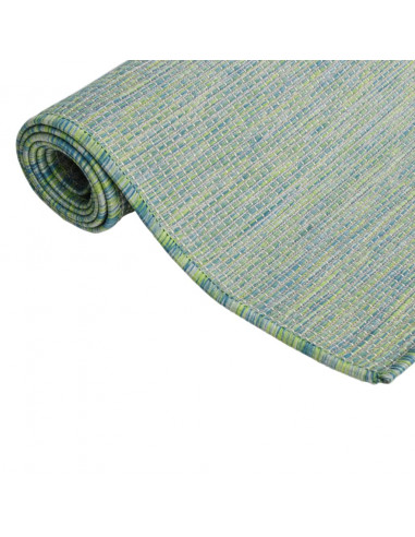 Tappeto da Esterni a Tessitura Piatta 80x250 cm Turchese