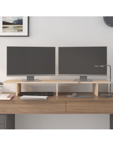 Supporto per Monitor 100x27x15cm in Legno Massello di Pino