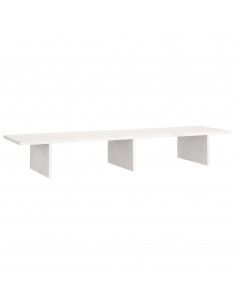 Supporto per Monitor Bianco 100x27x15 cm Legno Massello di Pino 2