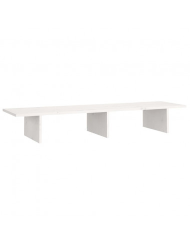 Supporto per Monitor Bianco 100x27x15 cm Legno Massello di Pino